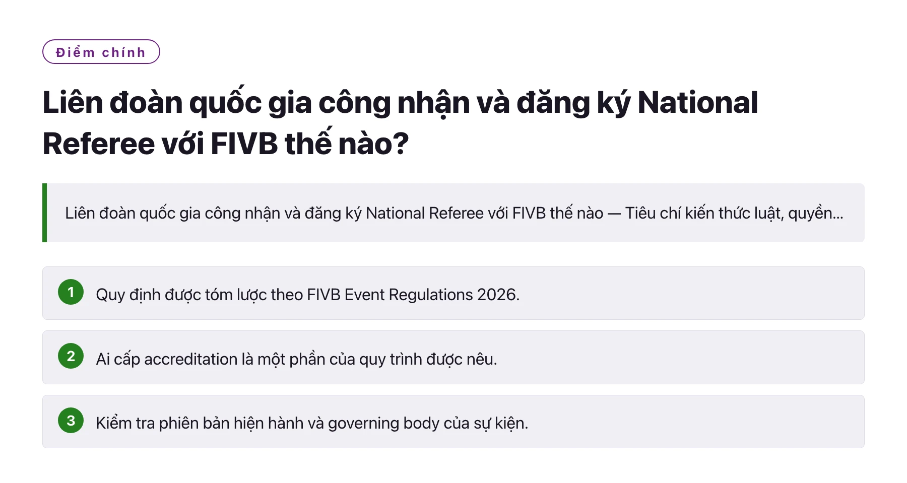Liên đoàn quốc gia công nhận và đăng ký National Referee với FIVB thế nào?——全文要点速览